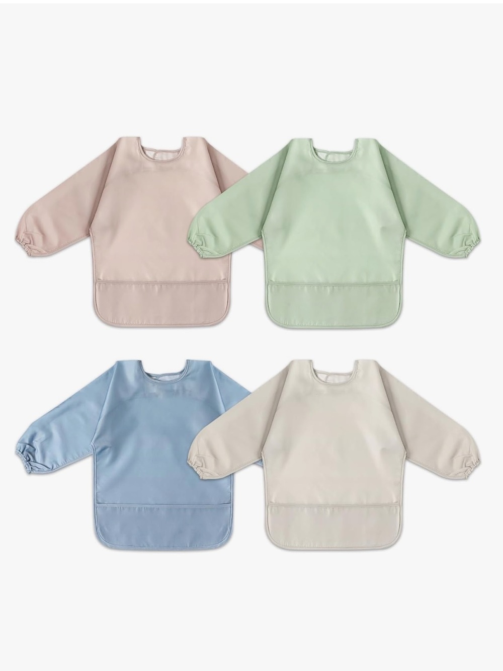 Long Sleeve Waterproof Bibs with Catchall Pocket 4 pack